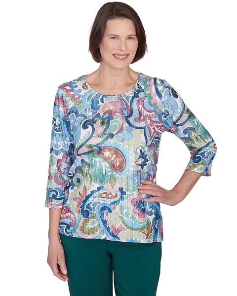 Alfred Dunner® Classics Scroll Multi Colored Patterned Top