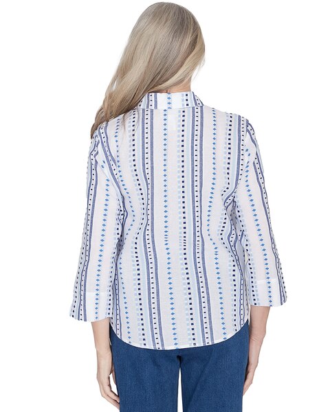 Alfred Dunner® Classics Jacquard Stripe Collared Button Down Top