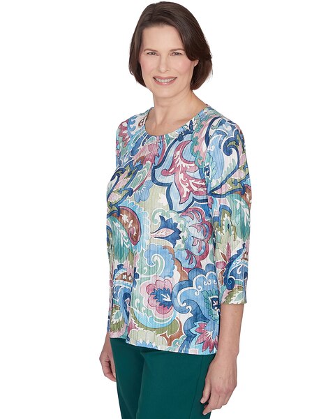 Alfred Dunner® Classics Scroll Multi Colored Patterned Top
