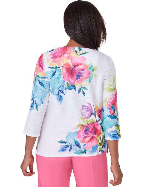 Alfred Dunner® Paradise Island Long Sleeve Flower Lace Top