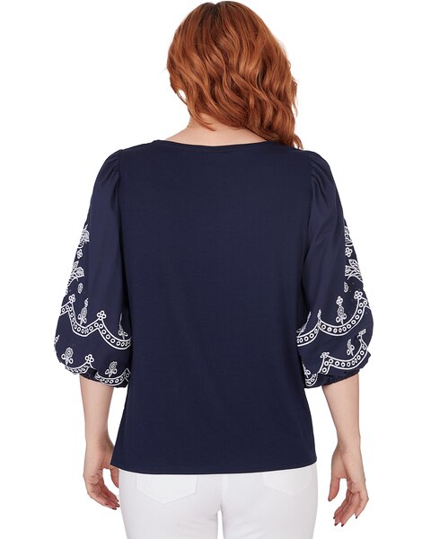 Ruby Rd® By The Sea Knit Embroidered Top