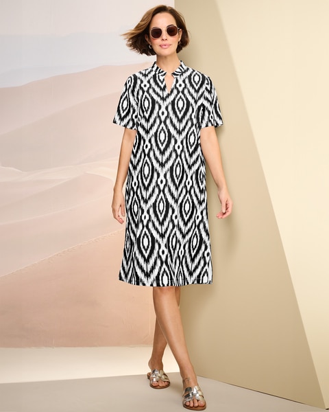 Abstract Print Dress With UPF 50+ Protection