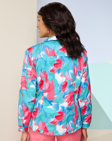 Brushstroke Print Long Sleeve Jacket