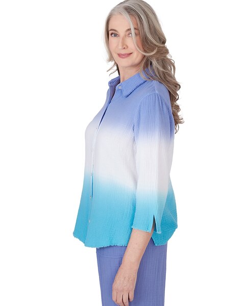 Alfred Dunner® Summer Breeze Dip Dye Button Down Blouse