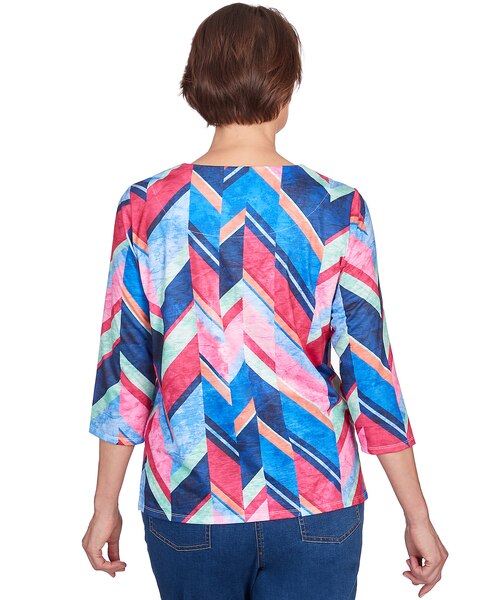 Alfred Dunner® In Full Bloom Triple Notch Neck Geometric Top