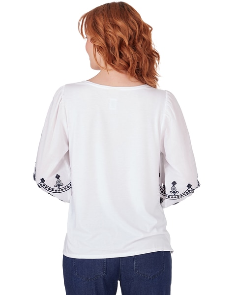 Ruby Rd® By The Sea Knit Embroidered Top