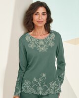 Tonal Embroidered Top - Dark Forest