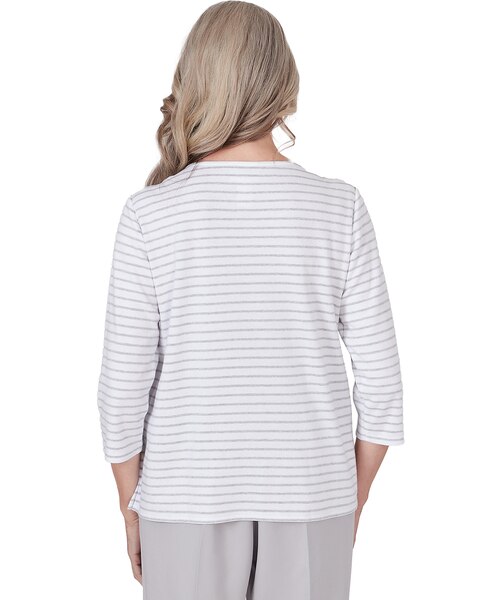 Alfred Dunner® Charleston Striped Embroidered Top