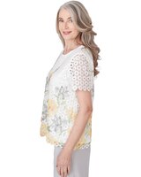 Alfred Dunner® Charleston Short Sleeve Floral Lace Top With Detachable Necklace - alt4