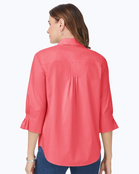 Foxcroft Paulie Elbow Sleeve Solid Stretch Blouse