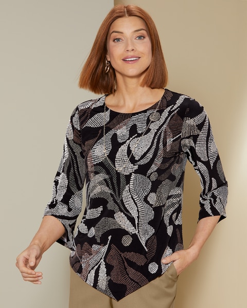 Alfred Dunner Textured Leaves Top