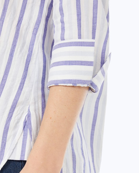 Foxcroft Germaine 3/4 Sleeve Soft Stripe Shirt