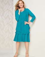 Special Occasion Flirty Jacket Dress - True Turquoise