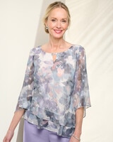 Muted Floral Tiered Top by Alex Evenings - Ivory Multi