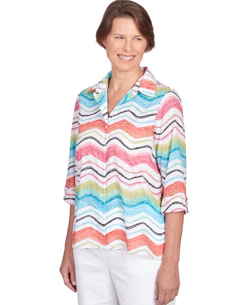 Alfred Dunner® Wavy Stripe Button Down Top