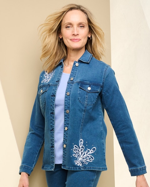 Soft Stretch Denim Embellished Jacket