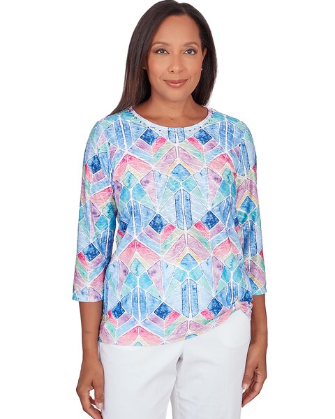 Alfred Dunner® Stained Glass Grommet Hem Top
