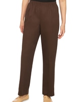 Alfred Dunner Classic Pull-On Twill Proportioned Straight Leg Pants - Chocolate