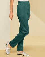Slimtacular® Stretch Microsuede Pants - Teal Green