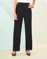 Special Occasion Georgette Slim Leg Pull-On Pants - Black
