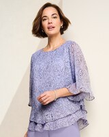 Alex Evenings Printed Tunic With Pointed Double Tiers - Lavender