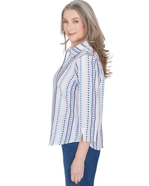 Alfred Dunner® Classics Jacquard Stripe Collared Button Down Top