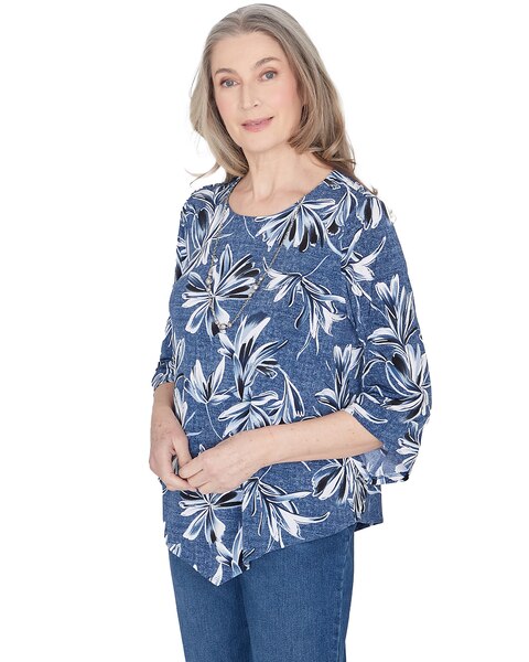 Alfred Dunner® Classics Elegant Flower Top with Necklace