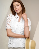 Lisbon Lace Button Front Shirt - White