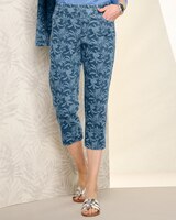 Printed Denim Capri - Light Wash