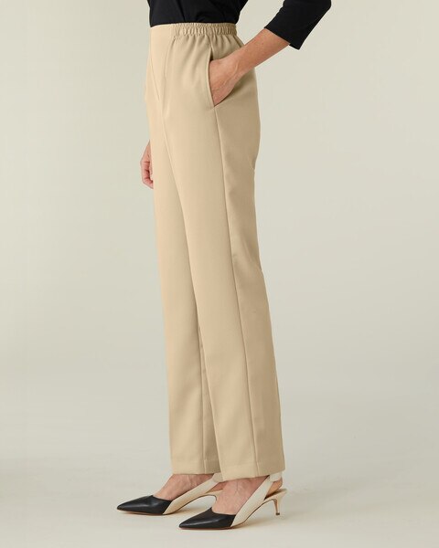 Herringbone Straight Leg Pull-On Pants