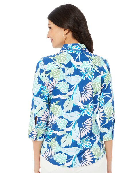 Foxcroft Mary 3/4 Sleeve Oasis Floral Jersey Shirt