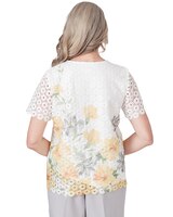 Alfred Dunner® Charleston Short Sleeve Floral Lace Top With Detachable Necklace - alt2