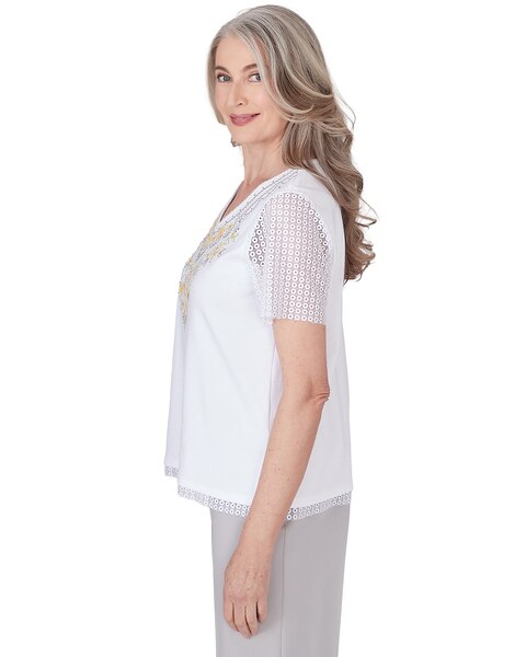 Alfred Dunner® Charleston Embroidered Top With Lace Sleeves