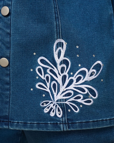 Soft Stretch Denim Embellished Jacket