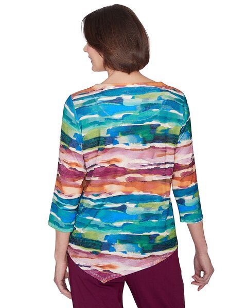 Alfred Dunner® Classics Watercolor Biadere Top with Necklace