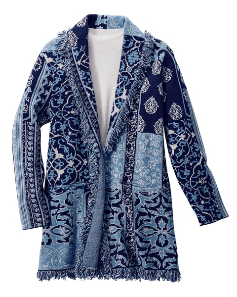 Jacquard Fringe Cardigan