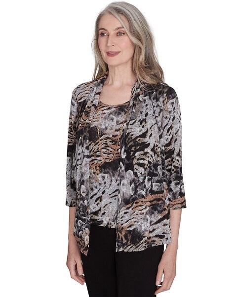 Alfred Dunner® Classics Animal Melange Two in One Top