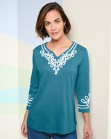 Soutache Swirl Tunic - Niagra Blue