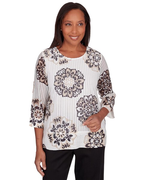 Alfred Dunner® Opposites Attract Medallion Textured Top
