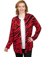 Ruby Rd® Animal Print Sweater Jacket - Lipstick Multi