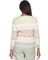 Alfred Dunner® English Garden Texture Stripe Crew Neck Sweater with Necklace - alt2