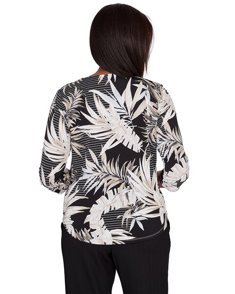 Alfred Dunner® Opposites Attract Printed Leaves Top With Necklace