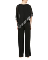 S.L. Fashions Jumpsuit with Attached Asymetric Cape and Silver Hem Detail - alt2