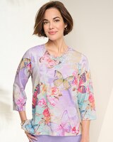 Alfred Dunner Butterfly Floral Top - Multi