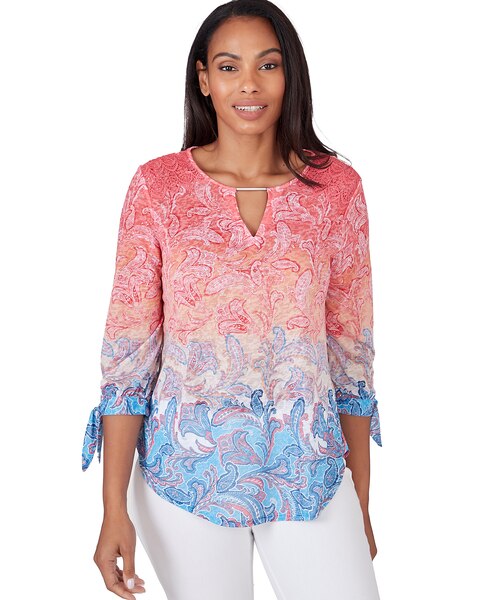 Ruby Rd® Patio Party Knit Ombre Paisley Top